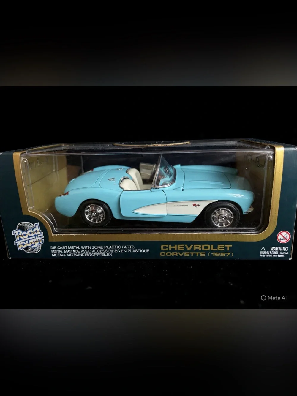 1957 Corvette Collection B Light Blue & White Die-Cast Convertible Car